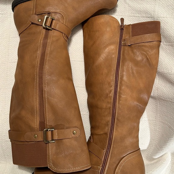 Dream Pairs Brown Leather Knee-High Boots - Picture 2 of 8